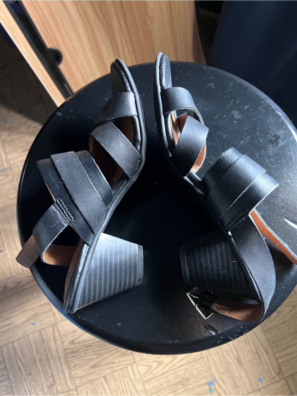 Sofft Black Strappy Block Heel Sandals